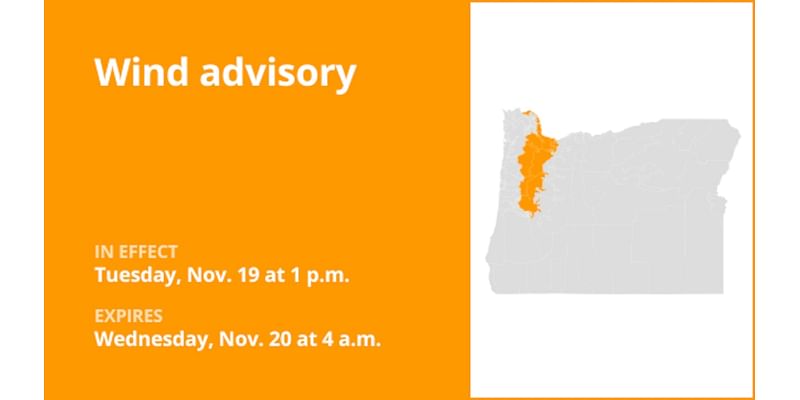 Update: Wind advisory issued for Oregon until early Wednesday morning