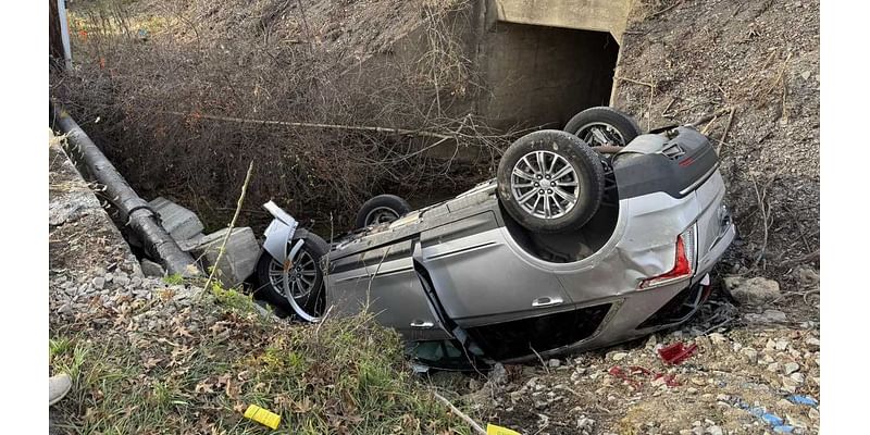 Two people in the hospital after vehicle overturns into a creek in Westmoreland County