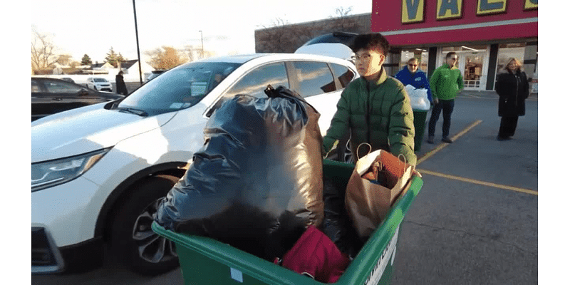 Boy collects 500 items for clothing drive, about 10,000 items in total collected