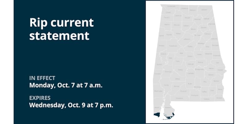 Rip current statement for Mobile and Baldwin counties from Monday to Wednesday