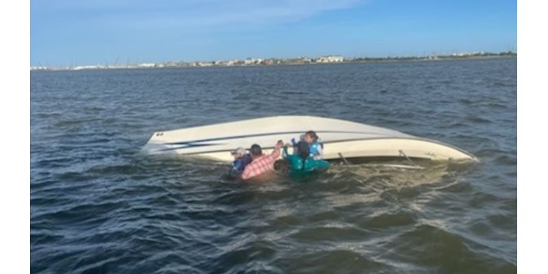 2 children, 2 adults rescued after boat overturns near Galveston