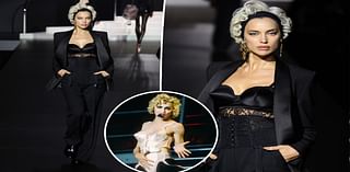 Irina Shayk pays homage to Madonna with cone bra, blond curls during Dolce & Gabbana fashion show in Milan