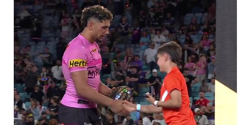 Penrith grand final hero goes to collect his premiership ring from a young fan - and you won't believe what happens next