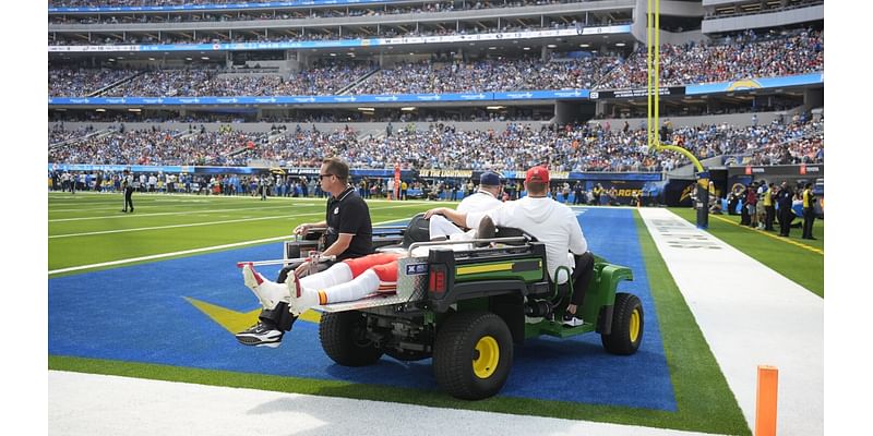 Chiefs WR Rashee Rice leaves field on cart with injury after collision with Patrick Mahomes