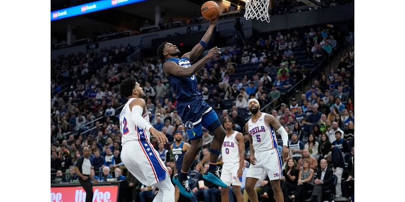 Edwards scores 31 as Wolves beat Embiid-less 76ers 112-99