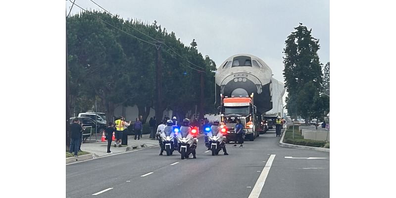 ‘Inspiration’ space shuttle rolls through the streets of Downey