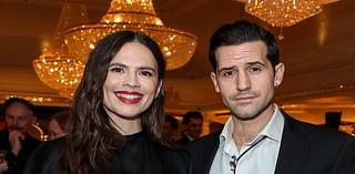 Hayley Atwell dazzles in black satin gown as she makes rare public outing with fiancé Ned Wolfgang Kelly at Harrods event following rumours they've welcomed their first child