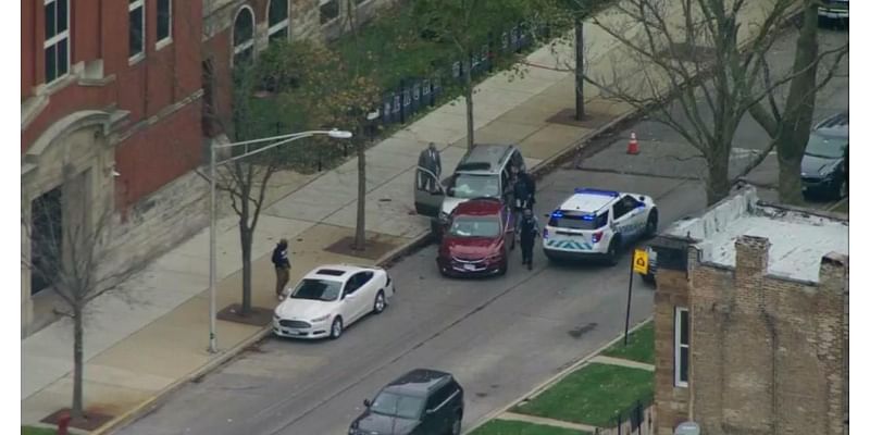 Man found shot inside car after crash outside school on Chicago's West Side