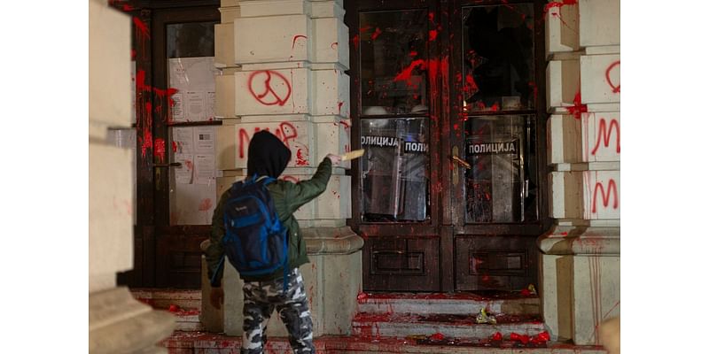 9 people detained after unrest in Serbian city during protest over deadly roof collapse