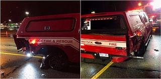 Comstock fire vehicle damaged in crash