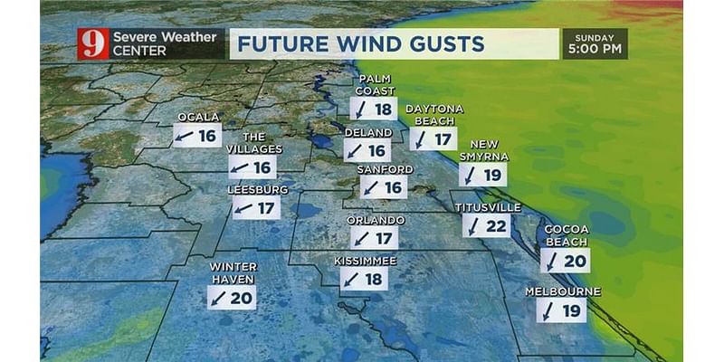 Cloudy and breezy Sunday as front moves through Central Florida