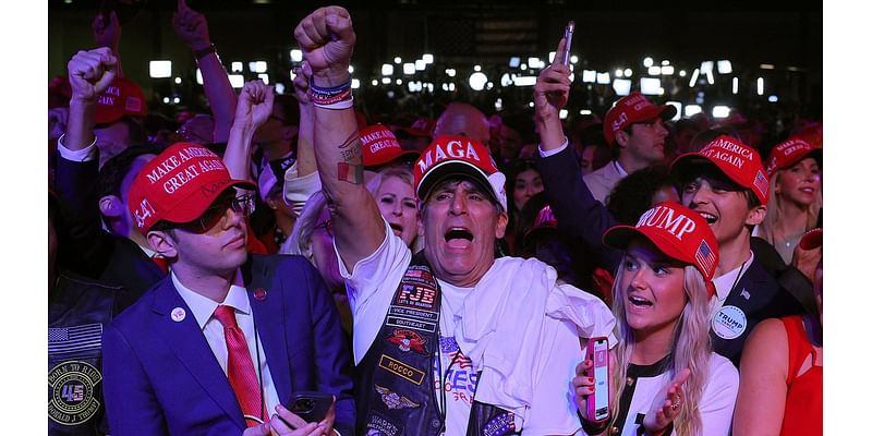 A tale of two election night parties: Trump's MAGA event near Mar-a-Lago reaches a crescendo while Harris supporters cling to hope