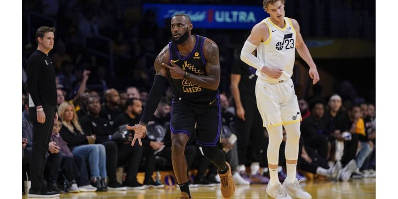 LeBron scores 39,000th point, Lakers complete sweep of tourney group play with 131-99 win over Utah