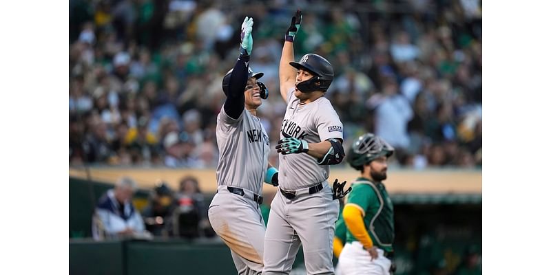 Aaron Judge hits No. 54, Yankees blank A’s 10-0, closing on AL East crown