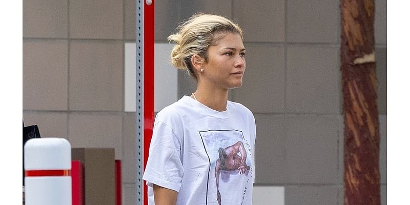 Zendaya is a makeup-free beauty as she models baggy clothes in LA after spending time in Paris