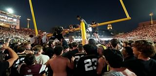 Vanderbilt Commodores celebrate historic win by tossing goal post into river