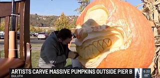 1,300 lb. Carved Pumpkin outside a Duluth Resort