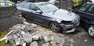 Moment former magistrate, 90, leaves woman with life-changing injuries after crashing his Mercedes into her car before ploughing through a garden wall