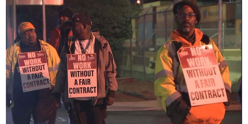 Dockworkers begin picketing in Philadelphia after strike called at ports along the East Coast