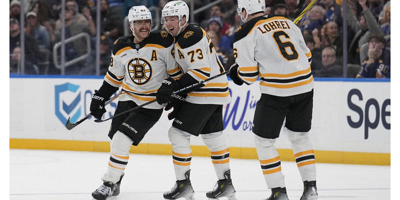 Pastrnak's goal completes rally as Bruins come back to stun Blues 3-2