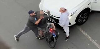 Moment man 'throttles' cyclist and throws him off his bike in shocking road rage attack