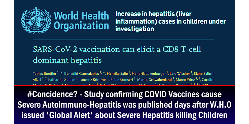 #Concidence? – Study confirming COVID Vaccines cause Severe Autoimmune-Hepatitis was published days after W.H.O issued ‘Global Alert’ about Severe Hepatitis killing Children