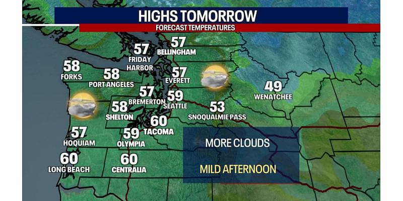 Seattle weather: Mostly cloudy skies and mild temperatures Friday