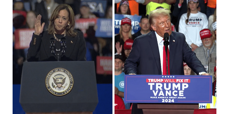 Harris and Trump push final message, celebrate campaign finishes