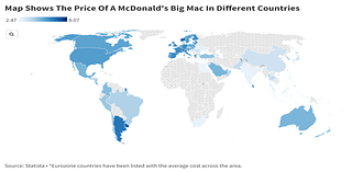 Map Shows The Price Of A McDonald's Big Mac In Different Countries