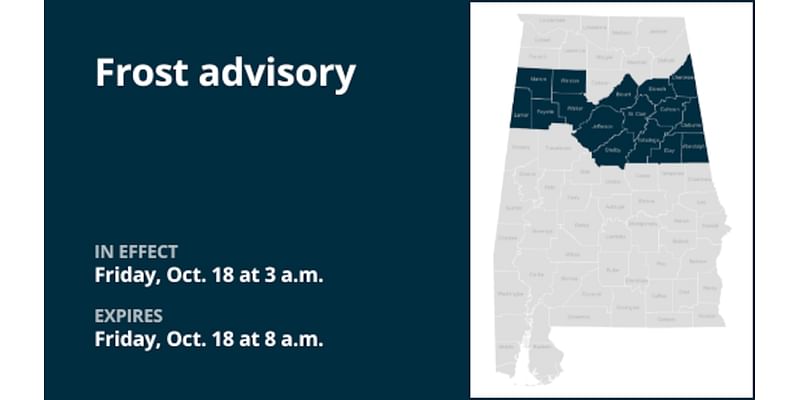 Frost advisory affecting Alabama Friday