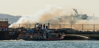 Cars engulfed in massive fire at NYPD Brooklyn tow pound