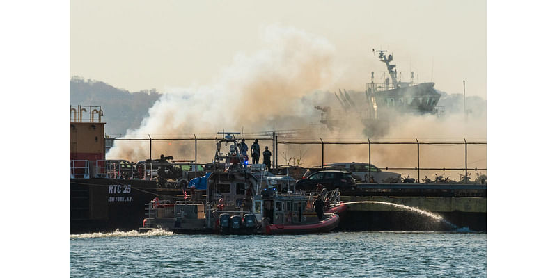 Cars engulfed in massive fire at NYPD Brooklyn tow pound