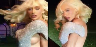 Christina Aguilera posts sizzling video showing off side boob as she dances in silver dress