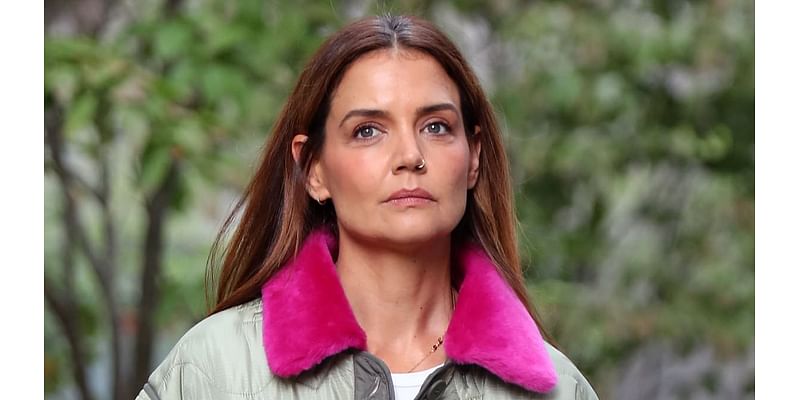 Katie Holmes steps out in a puffer jacket and rocks a monogrammed tote as she enjoys a fall stroll in NYC... after sending daughter Suri off to college