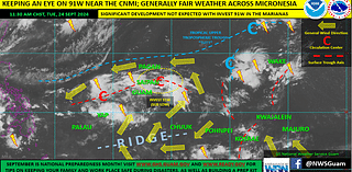 NWS: New tropical disturbance, 91W, east of Saipan not expected to significantly develop