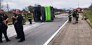 Tour bus crash shuts down traffic on I-490