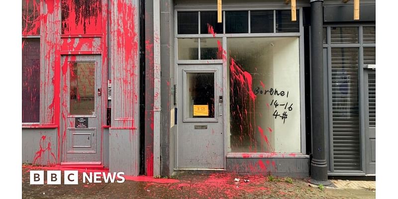 Mystery over red paint graffifi attack on Bradford buildings