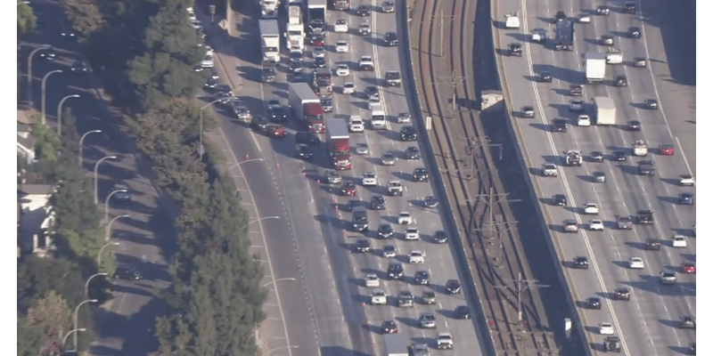 Cleanup of "slippery substance" on I-210 causes lengthy traffic backup in Pasadena