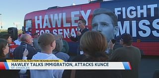 Hawley wraps up bus tour, hammers opponent on immigration