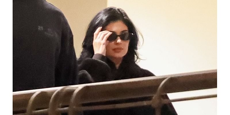 Kylie Jenner bundles up in a black outfit as she gets dinner with BFF Anastasia 'Stassie' Karanikolaou