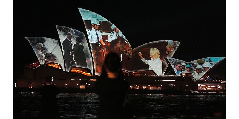 A royal welcome! Sweet images of King Charles and Queen Camilla are projected onto Sydney Opera House as historic Australia tour gets underway