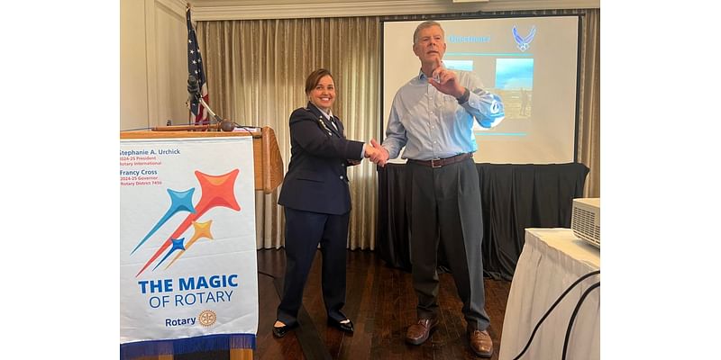 Air Force Colonel Jessica “Jaguar” Guarini speaking at the Rotary Club of Ardmore