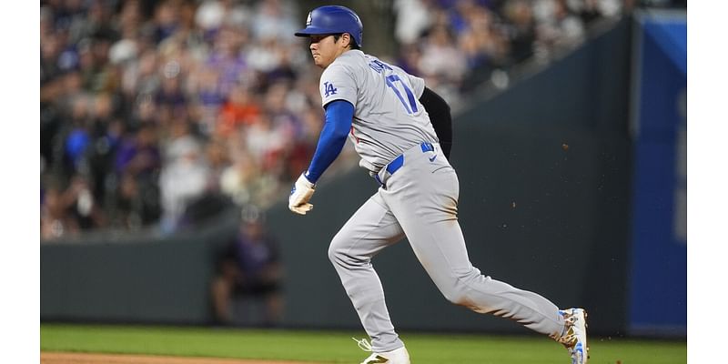 Ohtani has 2 hits to close on batting leader Arraez in Triple Crown bid as Dodgers beat Rockies 13-2