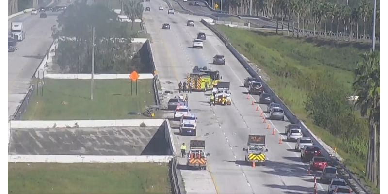 Overturned vehicle on northbound I-75 shuts down lanes near Brandon