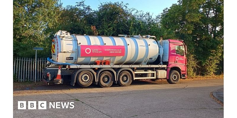 Sewage tanker sits in street 'for 20 hours a day' after collapse