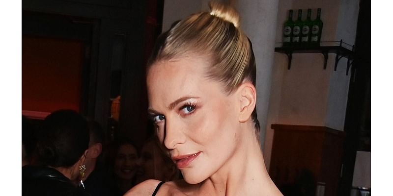 Poppy Delevingne puts on a very busty display in a sizzling red leopard print dress as she attends the DeBute launch party