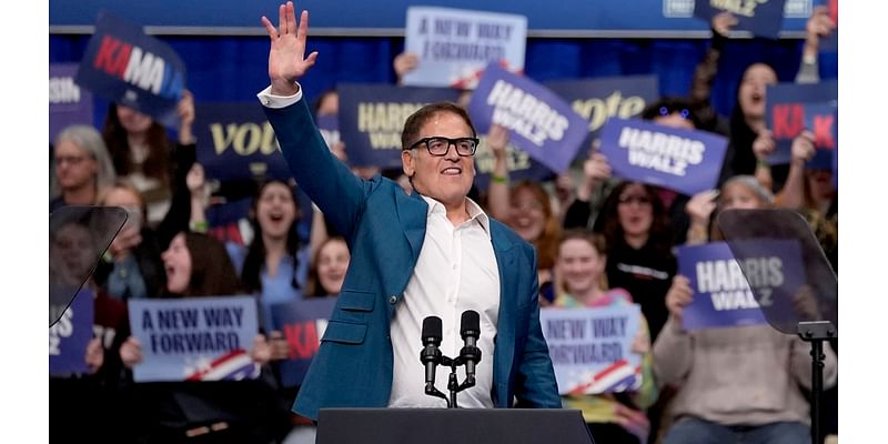 Mark Cuban mocks Trump tariffs at Harris rally as Elon Musk tours PA