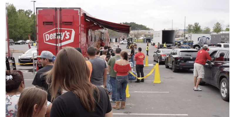 Denny's uses mobile restaurant to serve meals to serve Hurricane Helene survivors