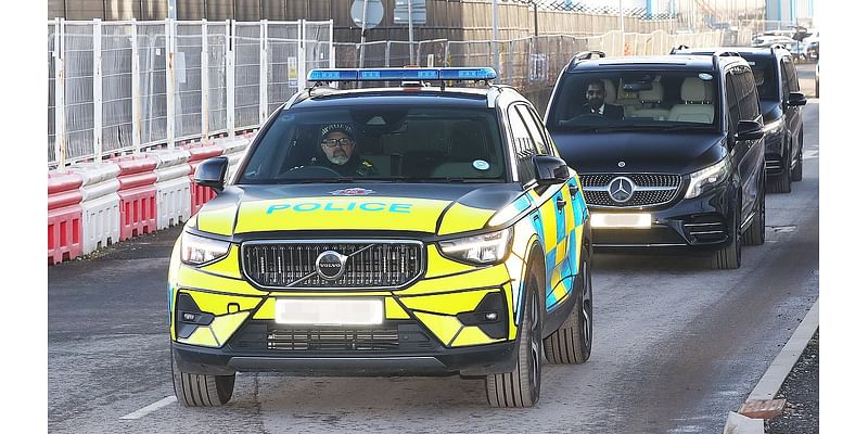 Ruben Amorim receives police escort as he makes his way to Man United's training ground after touching down in England with new boss to hold showdown talks with Ruud van Nistelrooy