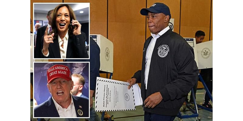 Embattled Mayor Adams says he’s voting for Kamala Harris as he enters polling site – one day after bizarrely refusing to say her name